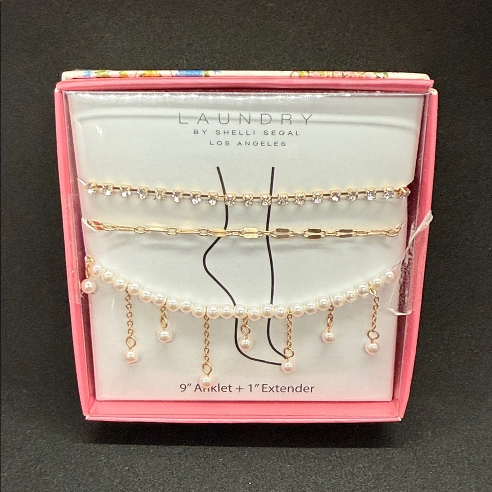 Laundry By Shelli Segal Gold and Pearl Anklet Set *NWT*‎